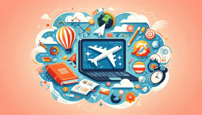 هواپیما در نمایشگر لپ تاپ